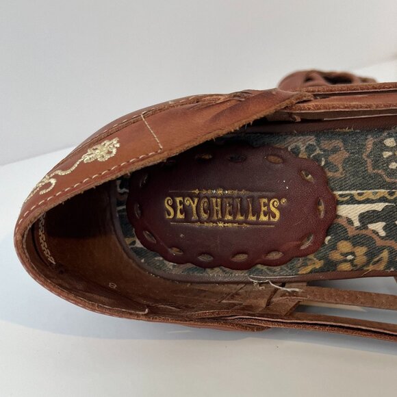 Seychelles Anthro Leather boho Wedge Sandals size 8 - Picture 4 of 6